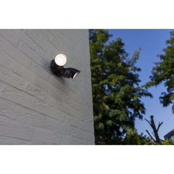 Luz de seguridad con 2 luces LED tipo bicicleta SHRIMP negro mate con sensor de movimiento súper potente 2450Lm 4000K