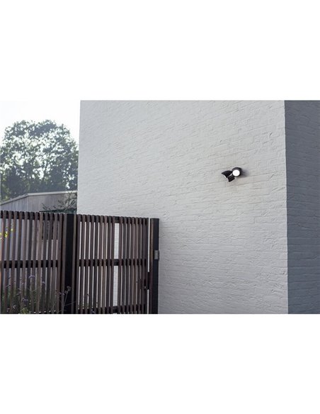 Luz de seguridad con 2 luces LED tipo bicicleta SHRIMP negro mate con sensor de movimiento súper potente 2450Lm 4000K