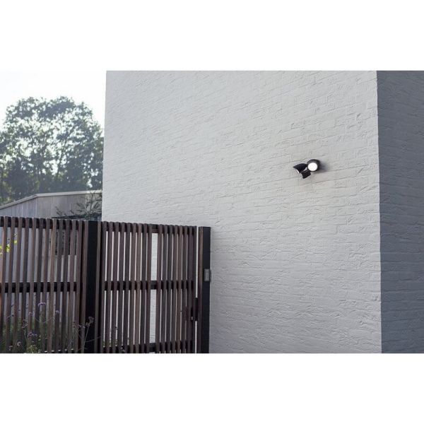 Luz de segurança com 2 luzes de bicicleta LED preto fosco SHRIMP com sensor de movimento super potente 2450Lm 4000K