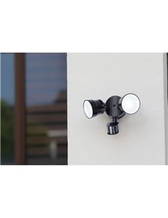 Luz de seguridad con 2 luces LED tipo bicicleta SHRIMP versión mejorada, negro mate con sensor de movimiento 5000K 2
