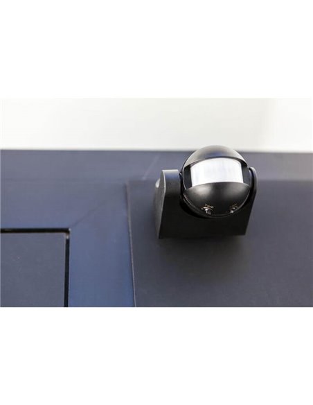 Sensor de movimiento independiente SPHERE negro mate con ángulo de 180º y 12m.