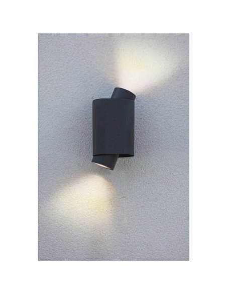 Aplique LED de pared exterior CYPRES con 2 luces up&down GU10 14W