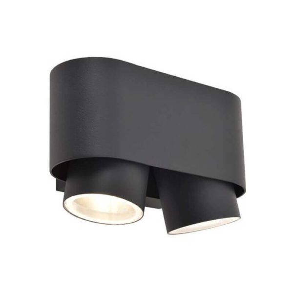 Aplique de pared LED exterior CYPRES con 2 focos orientables GU10 14W