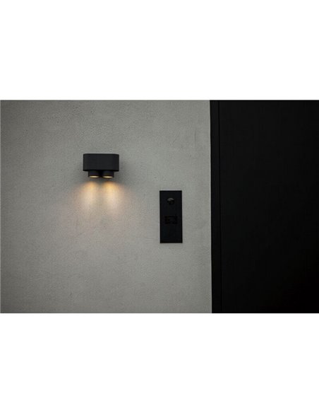 Aplique de pared LED exterior CYPRES con 2 focos orientables GU10 14W
