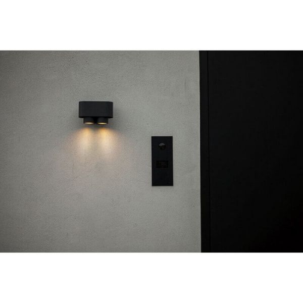 Aplique de pared LED exterior CYPRES con 2 focos orientables GU10 14W
