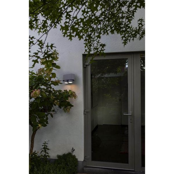 Aplique de pared LED exterior CYPRES con 2 focos orientables GU10 14W