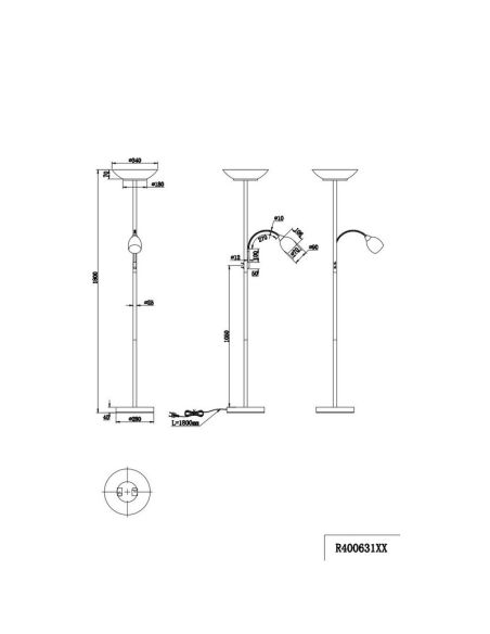 Lampadaire Bras de lecture flexible GERRY 2 Lumières Indépendantes | LéonLeds