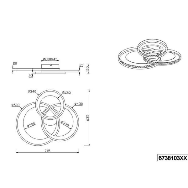 Plafón de techo LED GRANADA moderno incl. 1x36W IP20 | LeonLeds