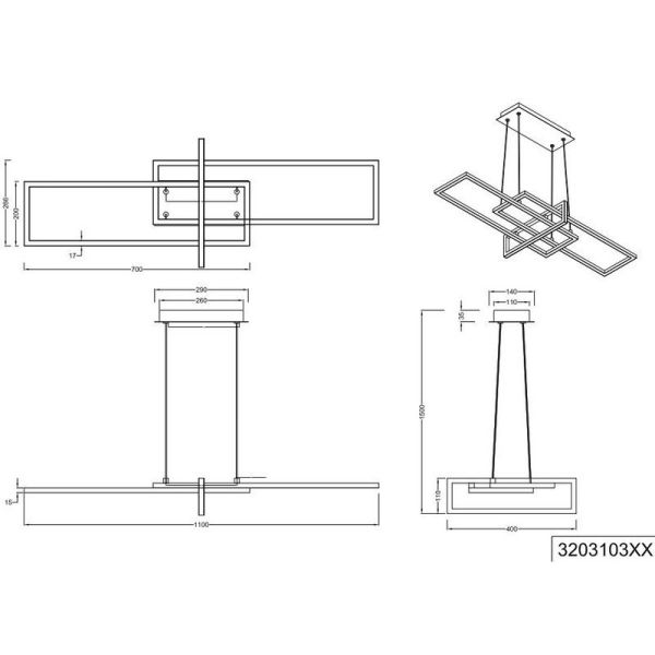 SALINAS Plafonnier LED Hauteur réglable avec support. 1x34W IP20 | LéonLeds