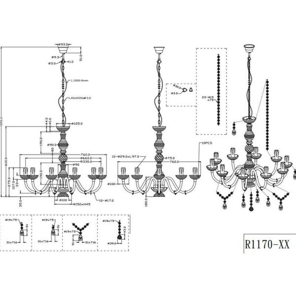 Lámpara de araña colgante LÜSTER 10 luces | LeonLeds
