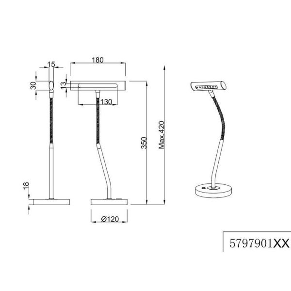 Lámpara de mesa LED CURTIS Estilo Flexo 4 niveles Función táctil | LeonLeds