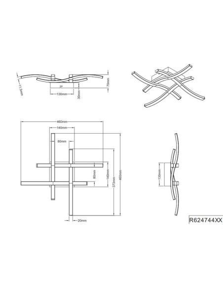 Plafonnier LED ROUTE moderne Couleur Noir incl. 4xLED 5W 4000K| LéonLeds