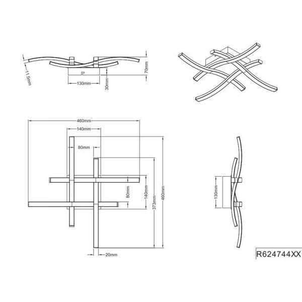 Plafonnier LED ROUTE moderne Couleur Noir incl. 4xLED 5W 4000K| LéonLeds