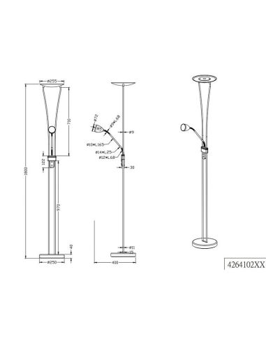 Lampadaire LED ARIZONA Variateur intégré incl. 1x20W 3000K | LéonLeds