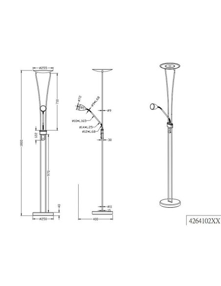 Lampadaire LED ARIZONA Variateur intégré incl. 1x20W 3000K | LéonLeds