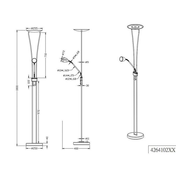 Lampadaire LED ARIZONA Variateur intégré incl. 1x20W 3000K | LéonLeds