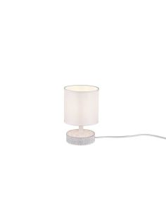 Lámpara de mesa MARIE Cerámica Tallada y Pantalla Tela Blanca | LeonLeds