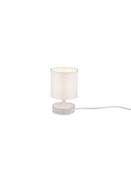 Lámpara de mesa MARIE Cerámica Tallada y Pantalla Tela Blanca | LeonLeds