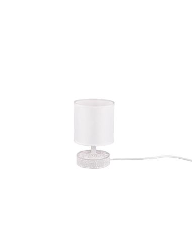 Lámpara de mesa MARIE Cerámica Tallada y Pantalla Tela Blanca | LeonLeds