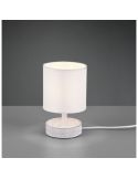 Lámpara de mesa MARIE Cerámica Tallada y Pantalla Tela Blanca | LeonLeds