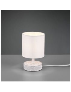 Lámpara de mesa MARIE Cerámica Tallada y Pantalla Tela Blanca | LeonLeds 2