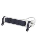 Base Multiple 3 tomas ransates fija y giratoria con 1,5Mts de Cable y Interruptor 2P+T, protegida sobretensiones Blanca y Negra