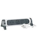 Base Multiple 3 tomas ransates fija y giratoria con 1,5Mts de Cable y Interruptor 2P+T, protegida sobretensiones Blanca y Negra