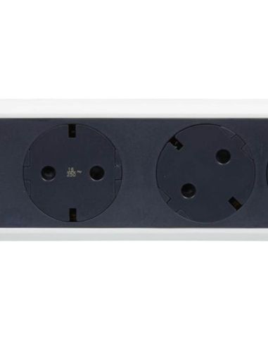 Socle multiple avec 3 prises fixes et rotatives avec câble 1,5M et interrupteur 2P+T, protection contre les surtensions blanc et