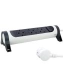 Base Multiple 3 tomas ransates fija y giratoria con 1,5Mts de Cable y Interruptor 2P+T, protegida sobretensiones Blanca y Negra