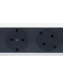 Base Multiple 4 tomas ransates fija y giratoria con 1,5Mts de Cable y Interruptor 2P+T, protegida sobretensiones Blanca y Negra
