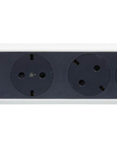Socle multiple avec 4 prises fixes et rotatives avec câble 1,5M et interrupteur 2P+T, protection contre les surtensions blanc et