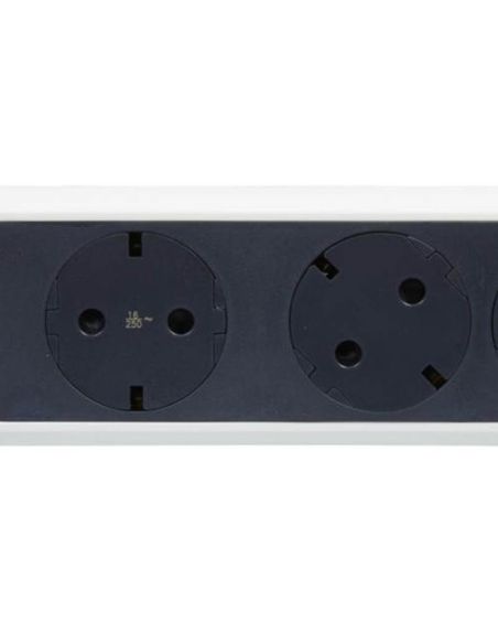 Base Multiple 4 tomas ransates fija y giratoria con 1,5Mts de Cable y Interruptor 2P+T, protegida sobretensiones Blanca y Negra