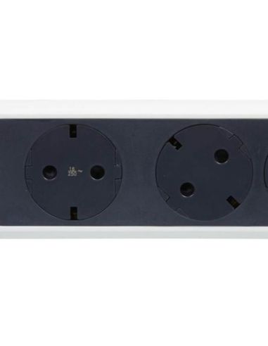 Regleta de Enchufes 6 tomas ransates fija y giratoria 1,5Mts Cable y Interruptor 2P+T Blanca y Negra 694529