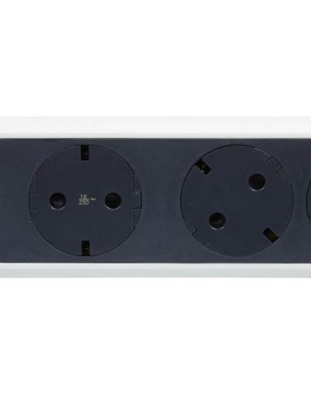 Regleta de Enchufes 6 tomas ransates fija y giratoria 1,5Mts Cable y Interruptor 2P+T Blanca y Negra 694529