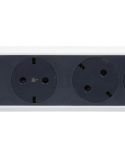 Regleta de Enchufes 5 tomas ransates fija y giratoria 1,5Mts Cable y Interruptor 2P+T protección Blanca y Negra 694531