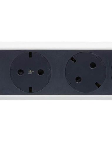 Regleta de Enchufes 5 tomas ransates fija y giratoria 1,5Mts Cable y Interruptor 2P+T protección Blanca y Negra 694531