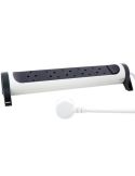 Regleta de Enchufes 5 tomas ransates fija y giratoria 1,5Mts Cable y Interruptor 2P+T protección Blanca y Negra 694531