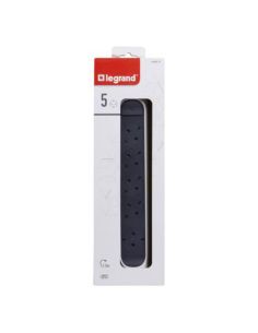 Regleta de Enchufes 5 tomas ransates fija y giratoria 1,5Mts Cable y Interruptor 2P+T protección sobretensiones Blanca y Negra 2