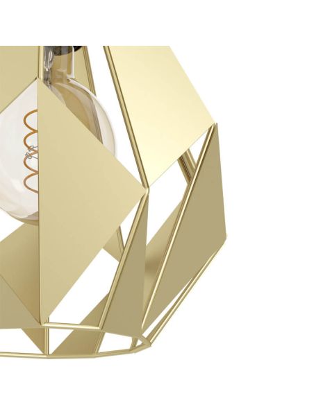 Luminária pendente com 3 cúpulas suspensas em aço dourado, Carlton 43909