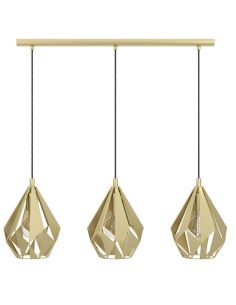 Lámpara Colgante con 3 pantallas Doradas suspendidas de Acero Cartlon 43909