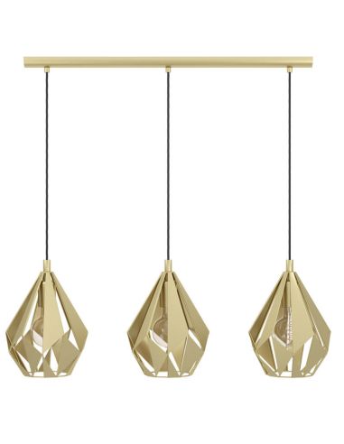 Lámpara Colgante con 3 pantallas Doradas suspendidas de Acero Cartlon 43909