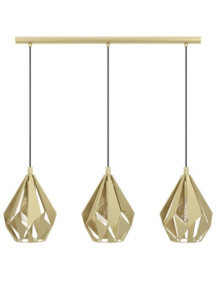 Lámpara Colgante con 3 pantallas Doradas suspendidas de Acero Cartlon 43909