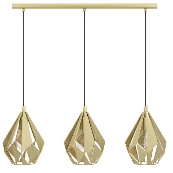 Lámpara Colgante con 3 pantallas Doradas suspendidas de Acero Cartlon 43909