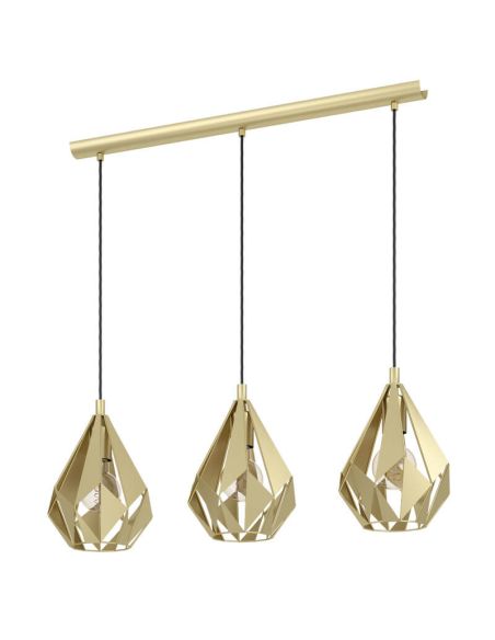 Lámpara Colgante con 3 pantallas Doradas suspendidas de Acero Cartlon 43909