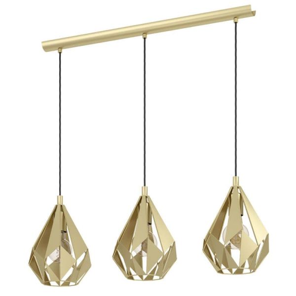 Lámpara Colgante con 3 pantallas Doradas suspendidas de Acero Cartlon 43909
