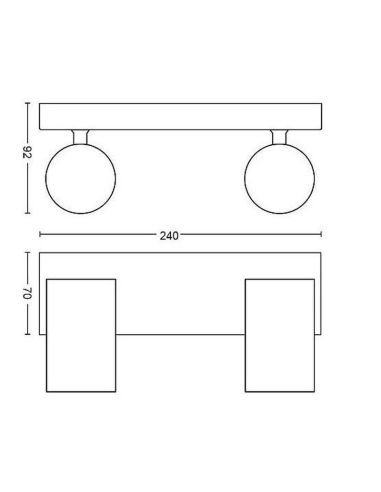 Regleta 2 luces para Techo o Pared KOSIPO ClickFix | LeonLeds