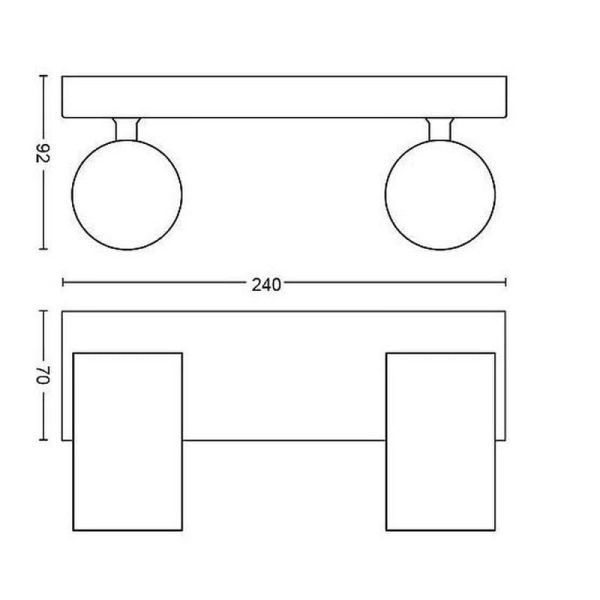 Regleta 2 luces para Techo o Pared KOSIPO ClickFix | LeonLeds