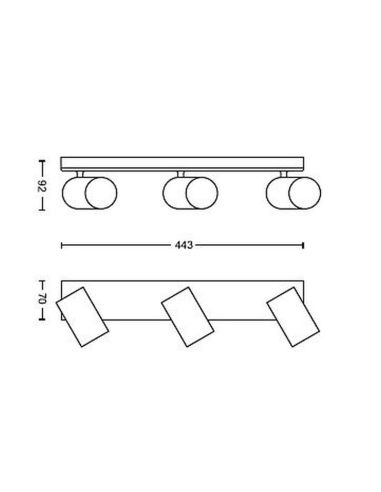 KOSIPO Bande à 3 lumières Plafond ou Applique IP20 | LéonLeds