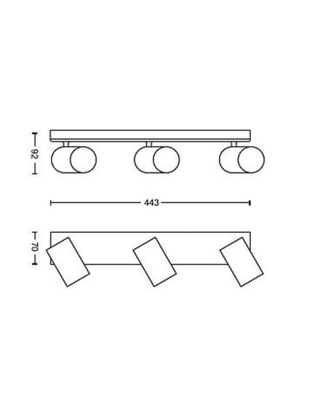 KOSIPO Bande à 3 lumières Plafond ou Applique IP20 | LéonLeds