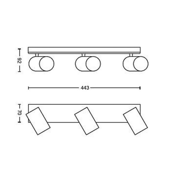 Regleta 3 luces KOSIPO Techo o Pared IP20 | LeonLeds
